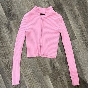 Brandy Melville pink double zipper zip up.